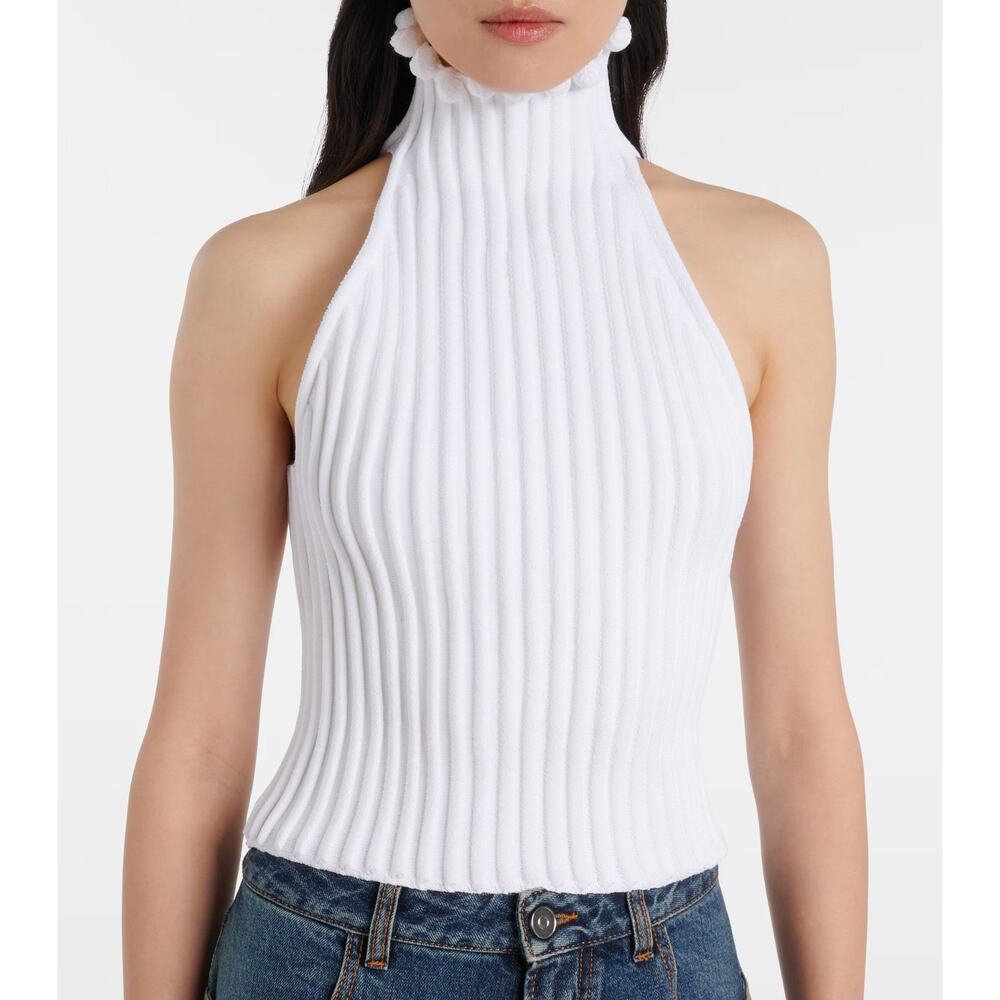 Alaïa Rib-Knit Halter Cropped Top - 4 - Picture 4 of 8